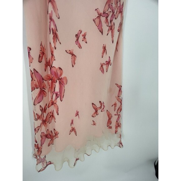 Vintage Y2K Slip Pink Butterfly Fairy Midi Lana Soft Girl Effy Whimsical Dress - Picture 10 of 12